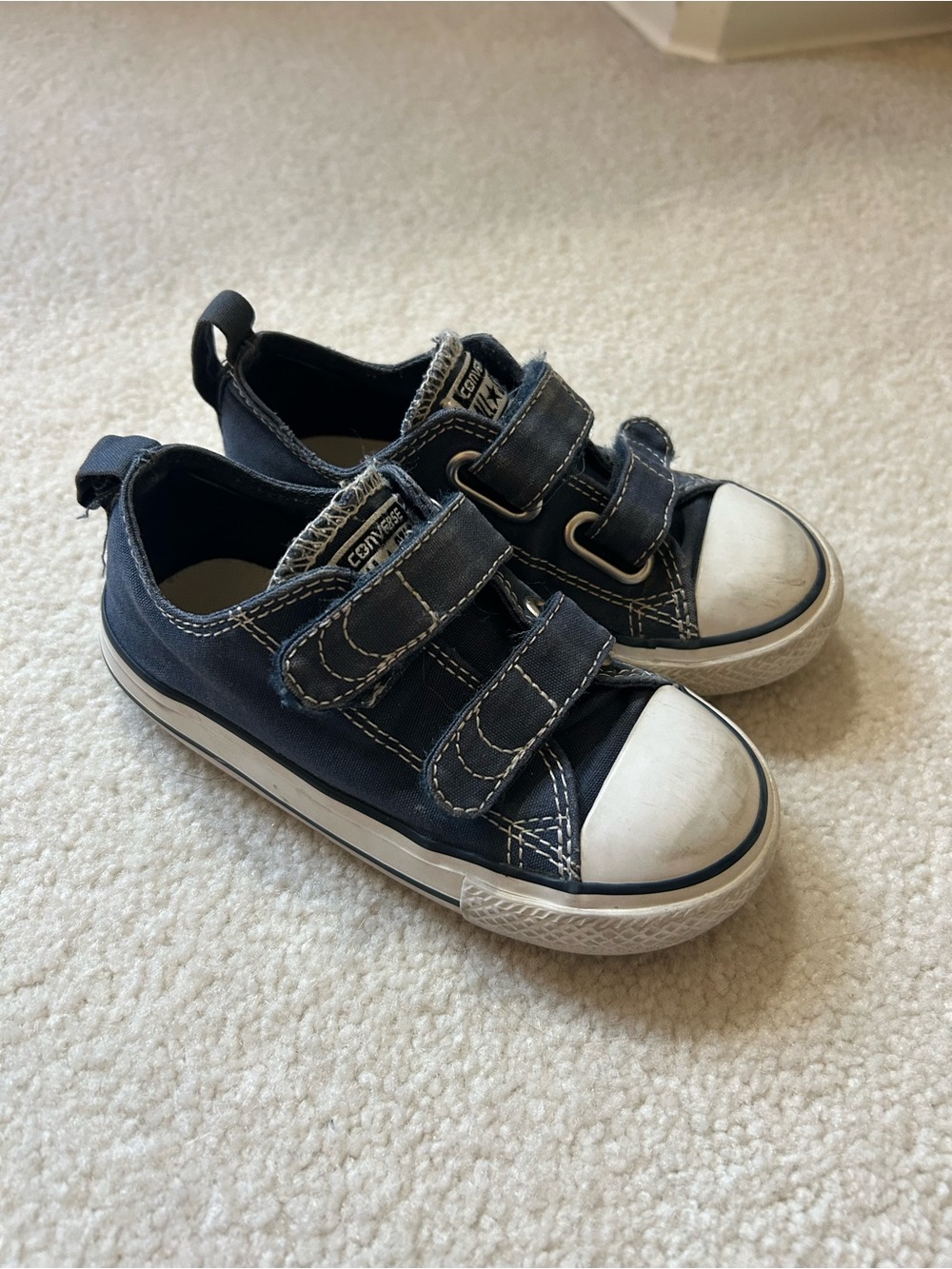 Converse Kids Navy Canvas Double Velcro Sneakers